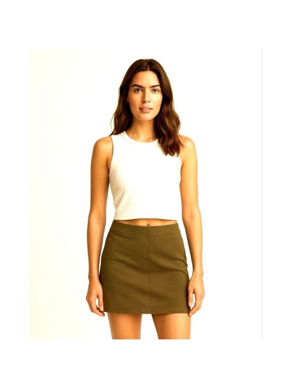 Marc O'Polo Organic Cotton Jersey Mini Skirt Earthy Moss Brown-Green NWT L